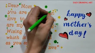 how to write mother's day thought in english calligraphy || how to make mother's day greeting card