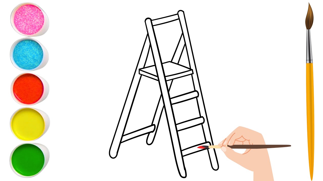How to draw easy ladder drawing painting coloring 🪜| easy step by step tutorial