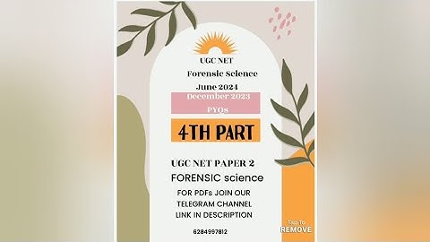 UGC NET Forensic Science December 2023 - Paper 2: Previous Year Question Papers (PYQs) - Video 4
