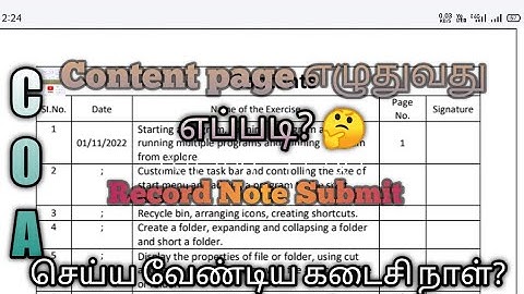 COA practical note content page written procedure | COA record Note submit date March 2023