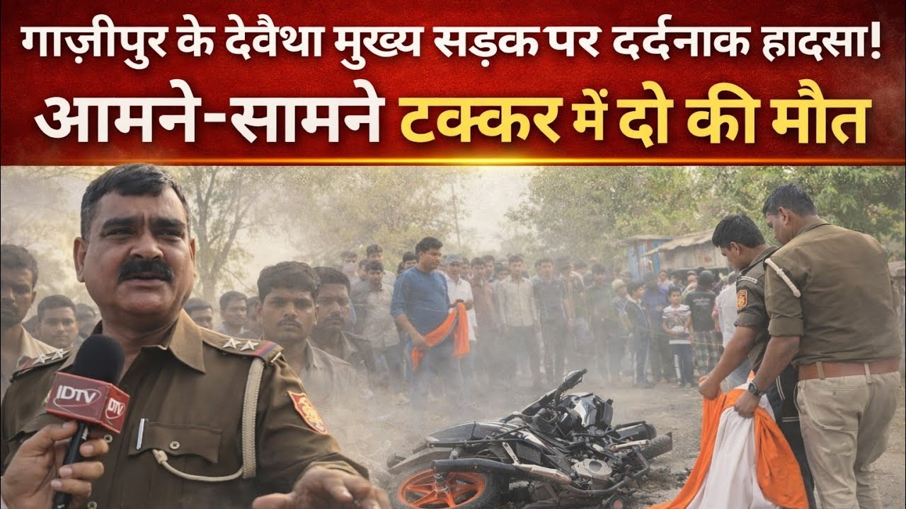 Ghazipur News:देवैथा मुख्य सड़क पर दो बाइकों की टक्कर, इलाके में चर्चा।@idtvnews 