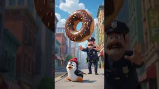 Penguin vs Police Donut Chase  | Funniest AI Shorts #shorts