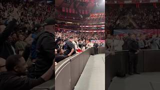You’ll never guess who caught Sheamus’ shirt! 😂 #WWERaw