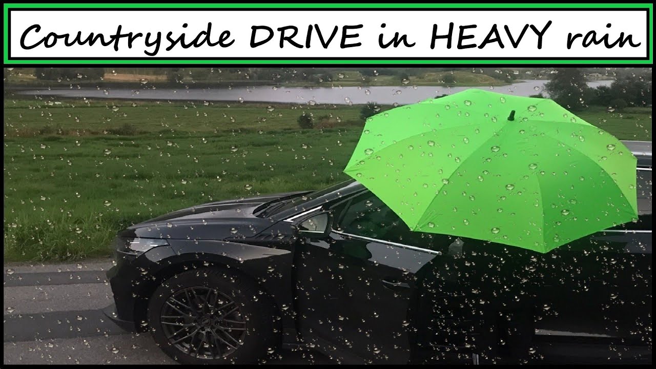 Countryside DRIVE in HEAVY RAIN - rain and thunder sounds - driving in ...