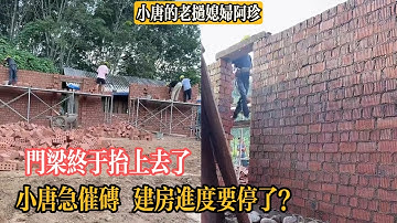 【小唐的老撾媳婦阿珍】門梁終於擡上去了！阿珍表妹夫單手抱水泥驚呆網友，廚房窗戶設計糾結，小唐想改一米八！