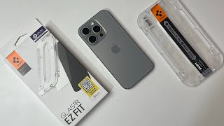 Terbaik Untuk iPhone 15 Pro Screen Protector Spigen Tempered Glas.tR EZ Fit !