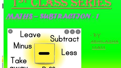 1st class series | ch 4 subtraction - by Abhilasha mam