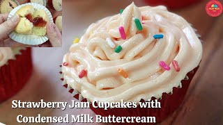 Strawberry Jam Cupcakes with Condensed Milk Buttercream