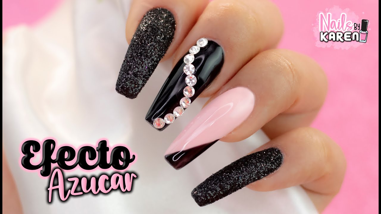 UÑAS NEGRAS con ROSA + EFECTO AZUCAR - thptnganamst.edu.vn