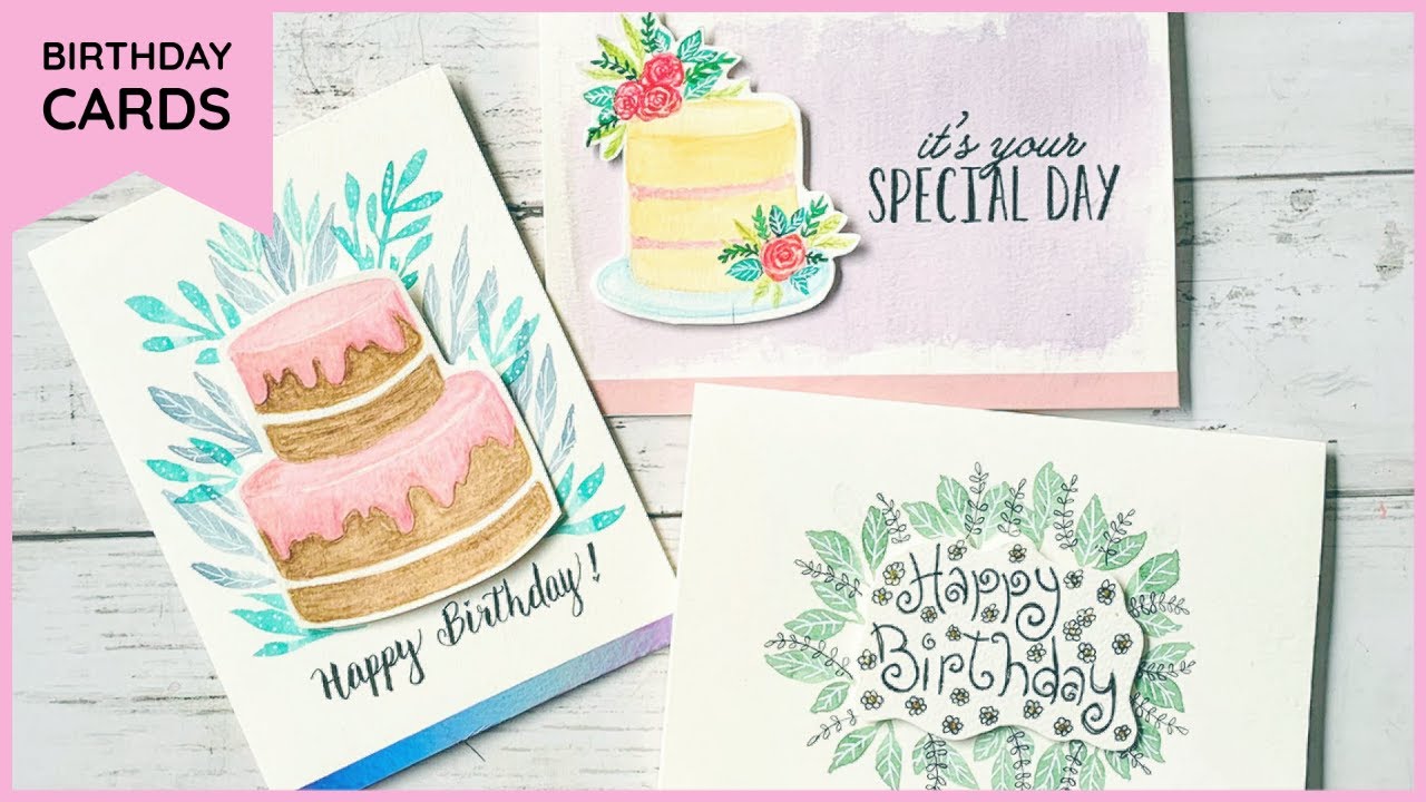 Easy Watercolor Birthday Cards Ideas for beginners - YouTube