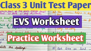 Class 3 EVS Unit test question paper || EVS | Worksheet for Class 3||Class 3 EVS Worksheet