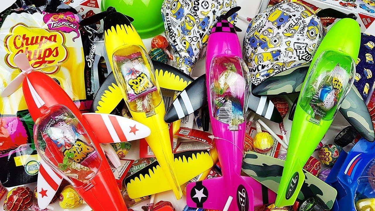 LEARN COLORS with A lot of New Candy & Air Planes Toys YouTube