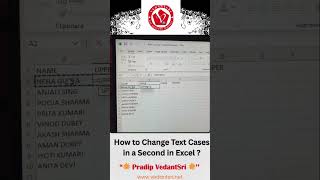 #vedantsir#excelclassesHow to Change Text Cases in a Second in Excel by VedantSri