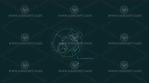 Looped animation of geometric shapes with decagon HUD element.
