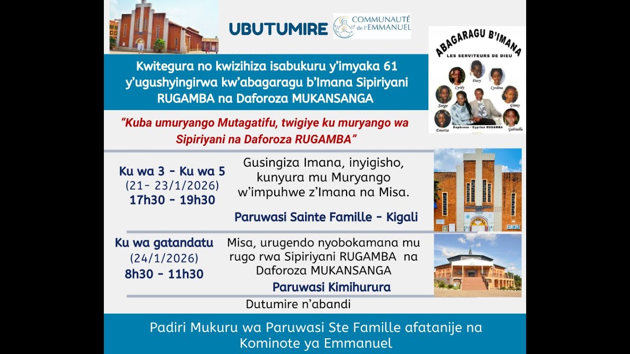 ISABUKURU -IMYAKA 61 Y'UGUSHYINGIRWA - SIPIRIYANI NA DAFOROZA RUGAMBA (23/012025)