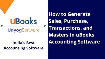 How to Generate Purchase, Sales Transactions and Masters in uBooks Accounting Software?