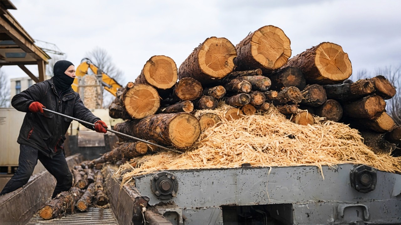 Extreme Wood Chipping Skills | High Speed Performance