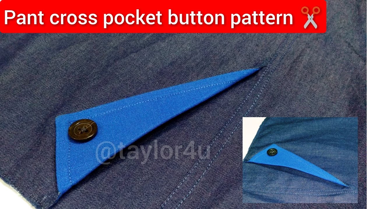How to sew cross pocket button pattern      ka design