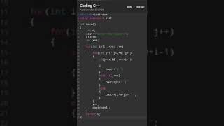 Best C++ pattern program tutorial video || 💯🧠 #coding #shorts #codewriter07