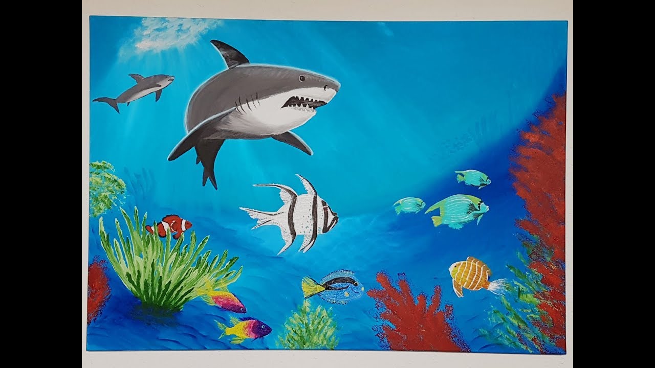 Unterwasserwelt Hai Malen Acryl Underwater World Shark Acrylic Painting Youtube