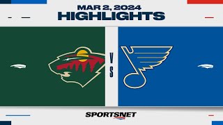 NHL Highlights | Wild vs. Blues - March 2, 2024