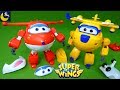 Super Wings Toys Transform N Talk Donnie and Jett Airplane Transforming Bot Take Apart Toys Video