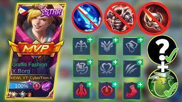 WTF DAMAGE!!! | X.BORG BEST BUILD & EMBLEM SET 2023 FOR NEW SEASON - MLBB