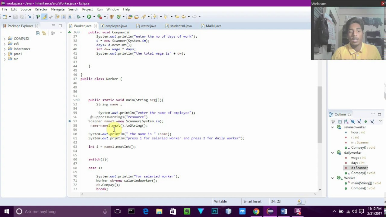 Java program for inheritance and dynamic polymorphism - YouTube
