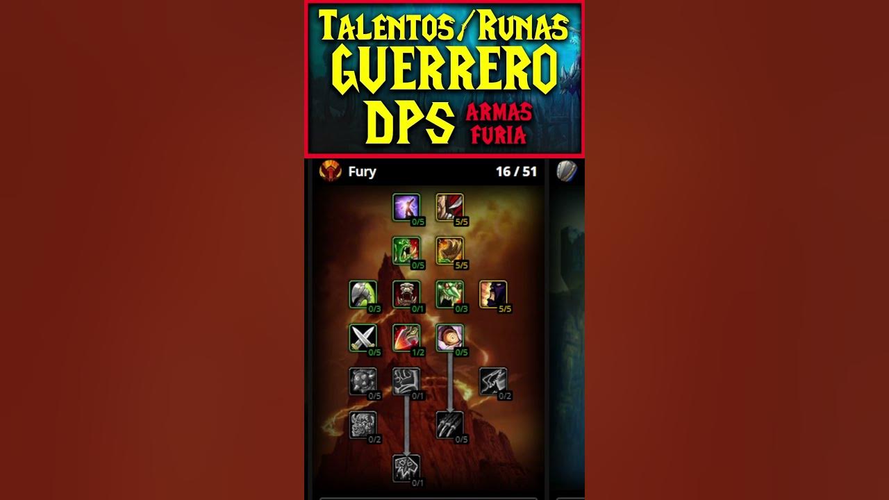 Guerrero dps armas y furia talentos y runas fase 1 en wow classic sod
