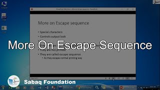 More On Escape Sequence, Computer Science Lecture | Sabaq.pk