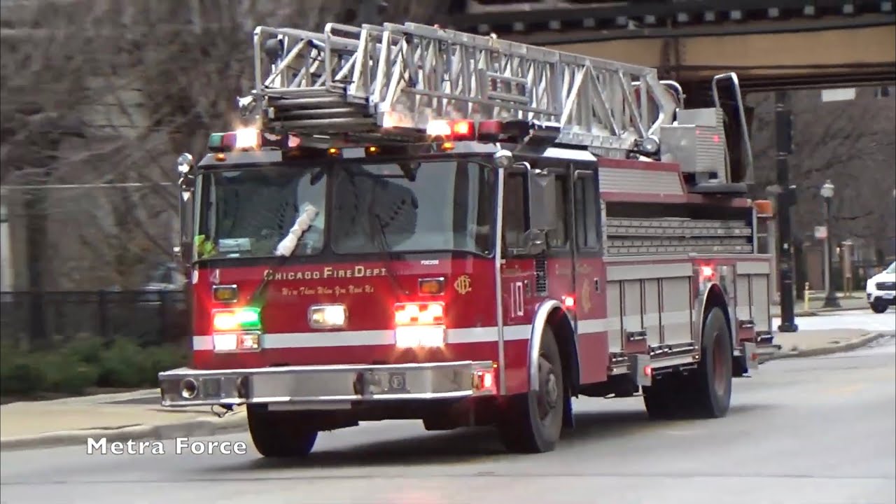 *AIRHORN* Chicago Fire Dept Engine 4 (Spare) & Truck 10 (Spare ...