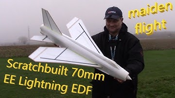SCRATCHBUILT 70mm EE Lightning EDF jet MAIDEN FLIGHT
