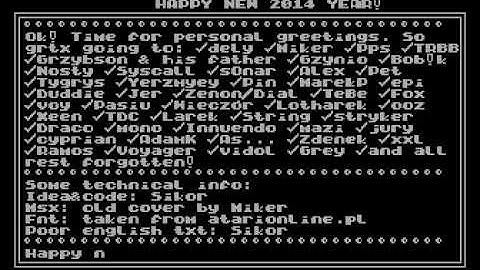 happy new 2014 year intro for Atari 8-bit