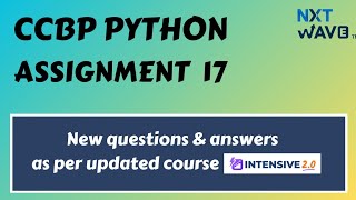 Coding Assignment 17 || Python || CCBP || Nxtwave #ccbp #ccbpacademy #ccbpians #python