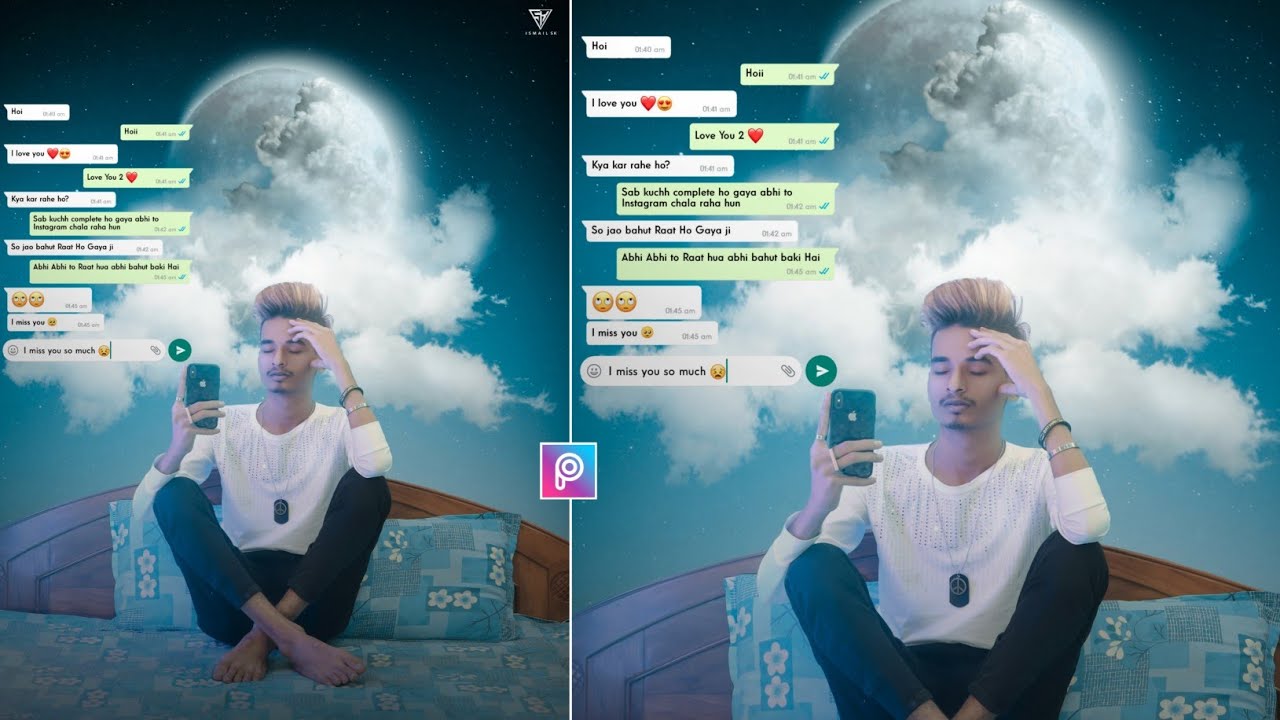 Miss You Photo Editing Tutorial 💔 | Moonlight Photo Editing in PicsArt - SK EDITZ