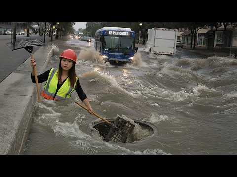 Power Cleaning Extracting Heavy Debris and Unclogging Flooded Streets ...