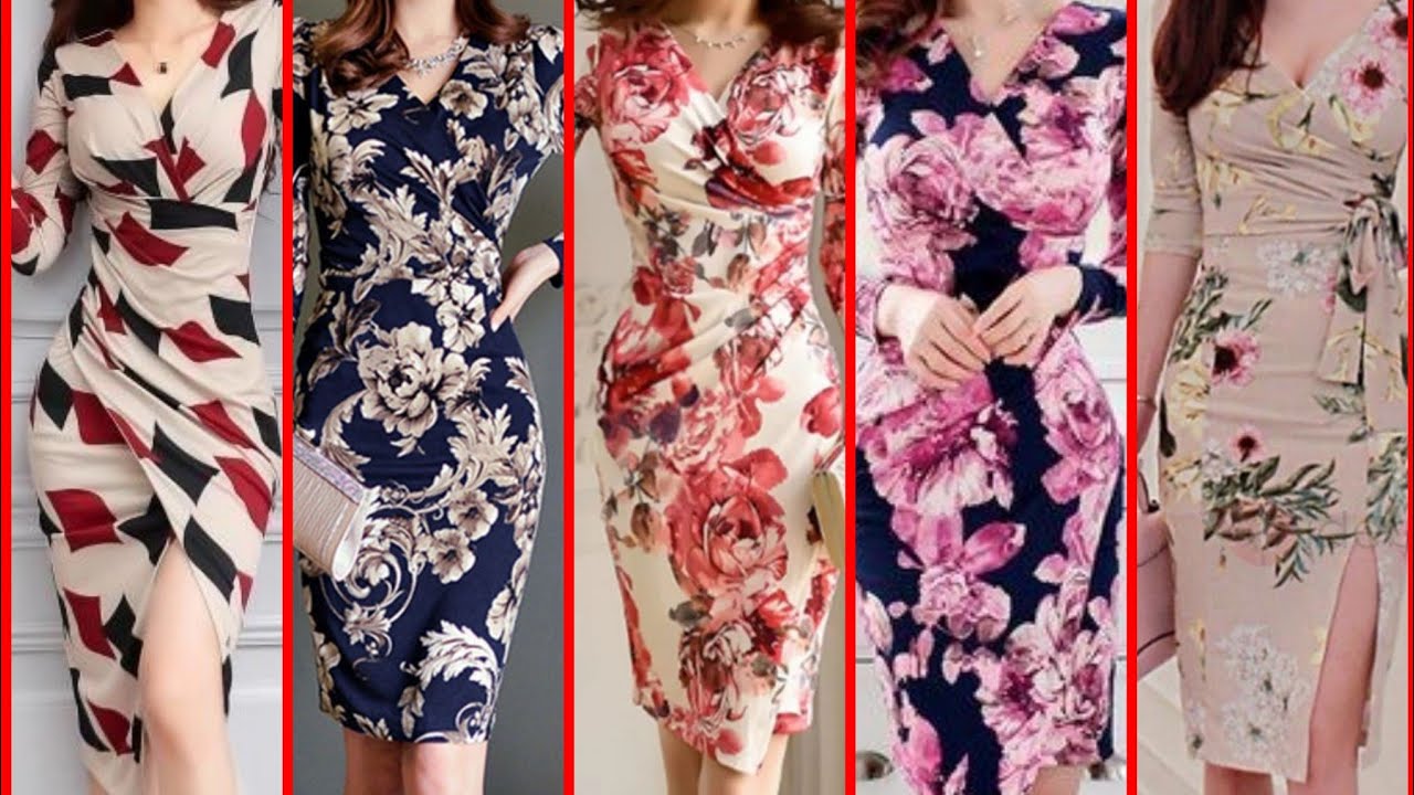 Most trending 202122daul work wear women elegant flower print bodycon