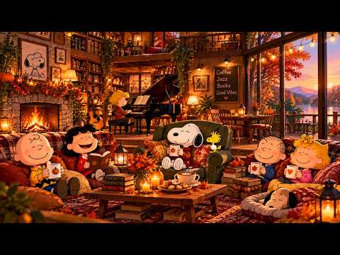 Snoopy’s Autumn Reading Café 🎃 Cozy Jazz & Magical Halloween Ambience