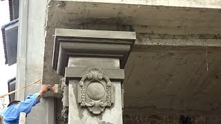 Beautiful Column Building Skills Easy  How To Construction Sand And Cement To The Foot Top Column