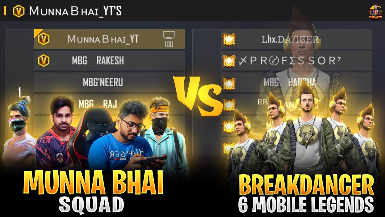 Free Fire MAX : Munna bhai gaming's ID, stats, rank, K/D ratio