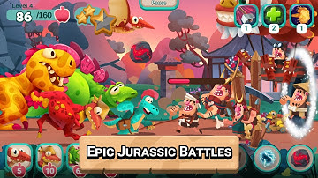 A CRAZY BATTLE DINOS VS CAVEMAN IN DINO BASH TRAVEL THROUGH TIME!