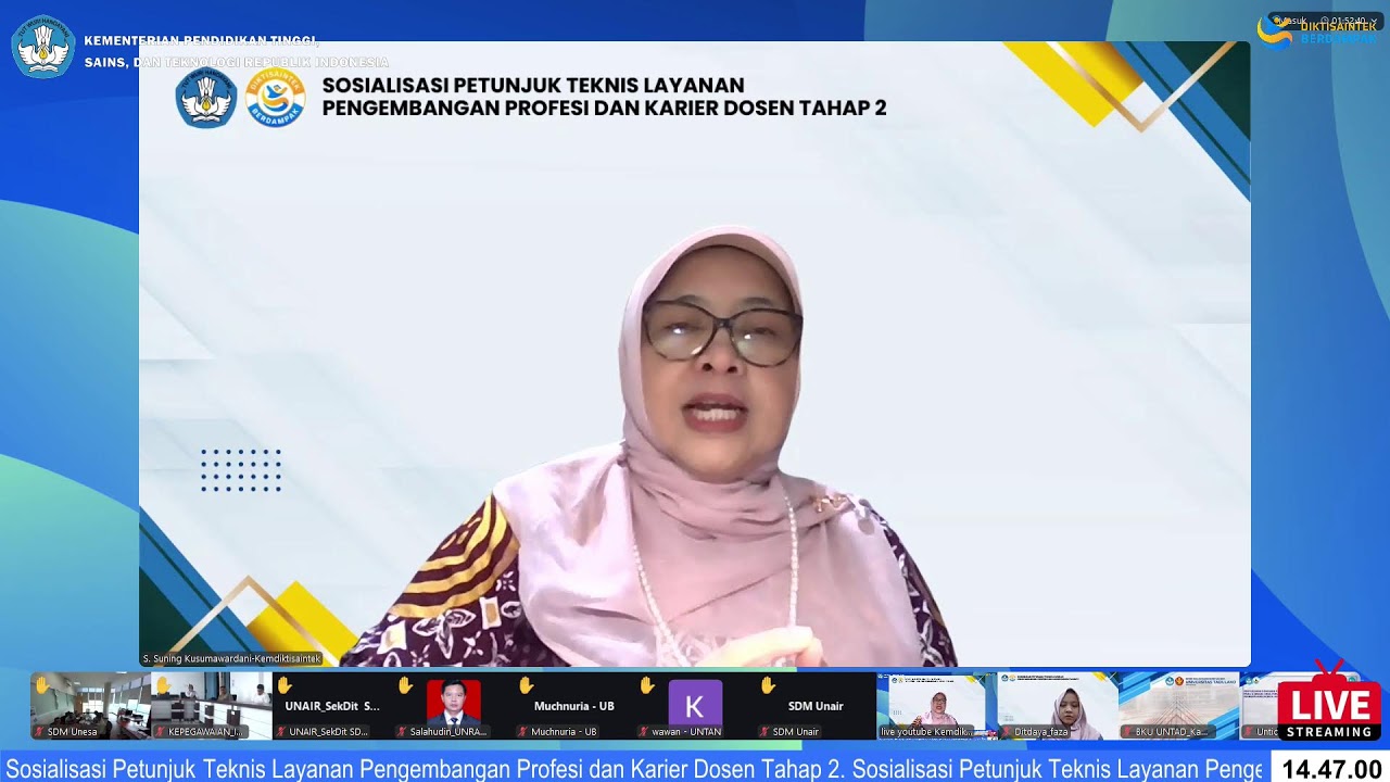 Sosialisasi Petunjuk Teknis Layanan Pengembangan Profesi dan Karier Dosen Tahap 2.