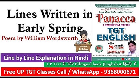 Lines Written in Early Spring by William Wordsworth - Summary & Explanation in Hindi (Easy One)