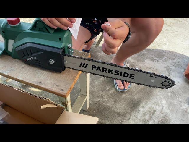Electric Chainsaw Parkside 1400W Unbox Demo - YouTube