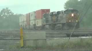 CSX Q018 Train Eastbound in the Rain