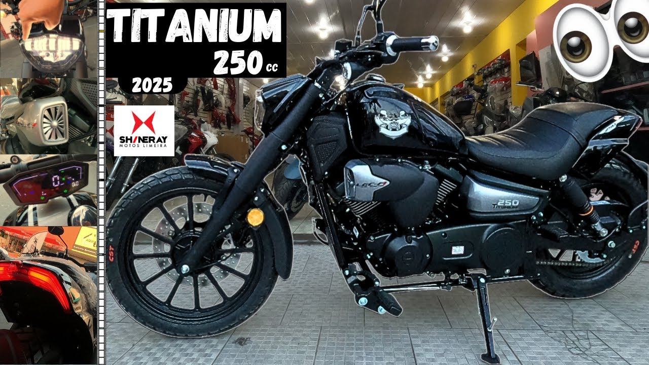Shineray Titanium 250 - 2025 | A Custom moderna em Detalhes, com ficha técnica e ronco. Lifan V16s