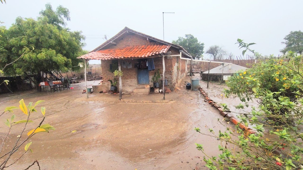 chuva vento e muito frio no sítio no interior do nordeste 