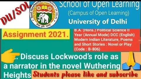 DU/SOL AssignmentI2021IB.A. (Hons.) Political SciII Year (Annual Mode) DCC (English)Modern IndianLit