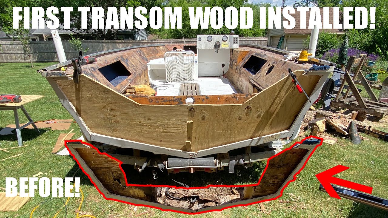 Lakeland Boat Build TRANSOM REPLACEMENT (EP 5 - First Transom Wood In