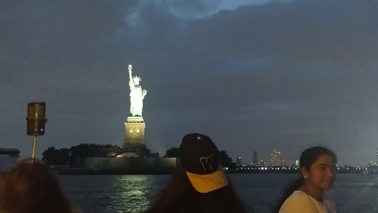 Liberty Statue Night View New York